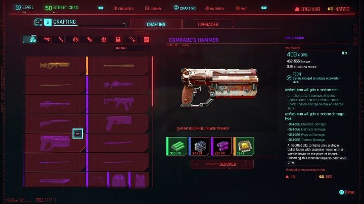 During the hustle you have to collect the blueprint allowing you to craft the weapon - Cyberpunk 2077: Santo Domingo, NCPD Scanner Hustles - Map, Walkthrough - Cyberpunk 2077: NCPD Scanner Hustles - Cyberpunk 2077 Guide