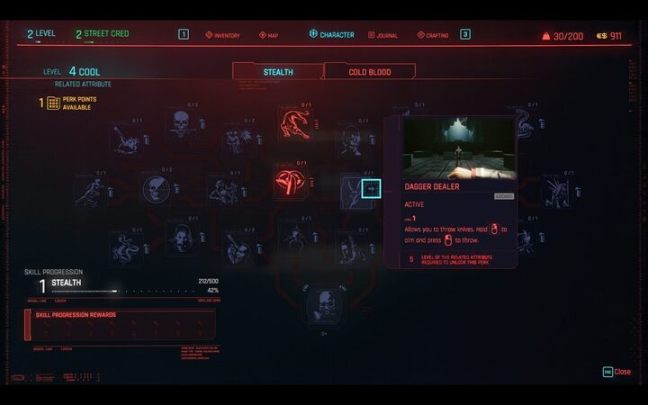 Dagger Dealer attribute will help you in ranged combat - Cyberpunk 2077: Combat and stealth - Cyberpunk 2077: Basics - Cyberpunk 2077 Guide