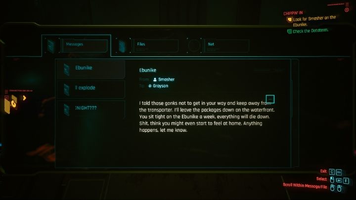 Read the messages on the computer and then investigate the ship - Cyberpunk 2077: How to get Porsche 911? - Cyberpunk 2077: Exploration - Cyberpunk 2077 Guide