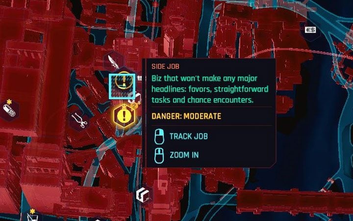 On the map of the Night City, in addition to the question marks, there are also exclamation marks symbolizing Side Jobs - Cyberpunk 2077: Are Question marks on the map? - Cyberpunk 2077: Exploration - Cyberpunk 2077 Guide