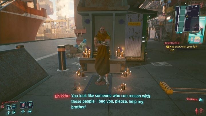 You will find the first monk near the docks - Cyberpunk 2077: Sacrum Profanum walkthrough - Cyberpunk 2077: Exploration Side missions - Cyberpunk 2077 Guide
