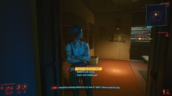 Talk to Johhny, and then go inside the building to talk to Judy - Cyberpunk 2077: Double Life walkthrough - Cyberpunk 2077: Act 2 Main missions - Cyberpunk 2077 Guide