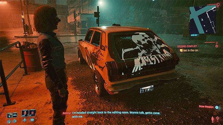 After you leave Totentanz with Nancy or safely escape the club with her, go to her car and start riding away - Cyberpunk 2077: Second Conflict (Kerry) - walkthrough - Cyberpunk 2077: Storyline quests - Cyberpunk 2077 Guide