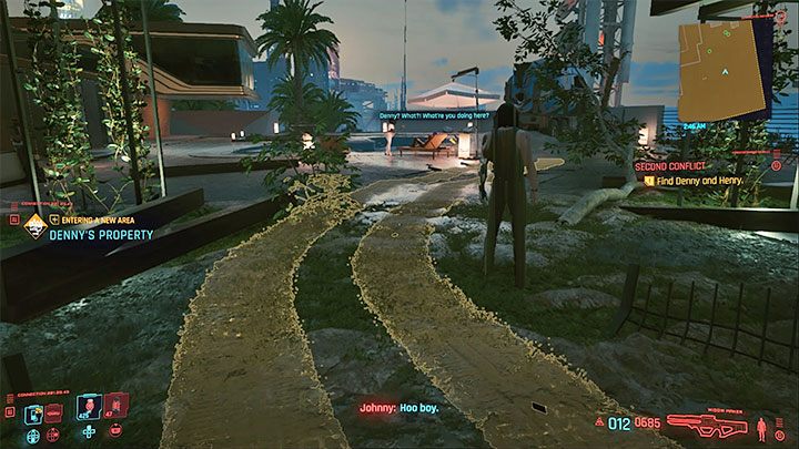 Whatever happens, you will eventually have to call Kerry and then head to Denny's house in the North Oak sub-district of Westbrook - Cyberpunk 2077: Second Conflict (Kerry) - walkthrough - Cyberpunk 2077: Storyline quests - Cyberpunk 2077 Guide