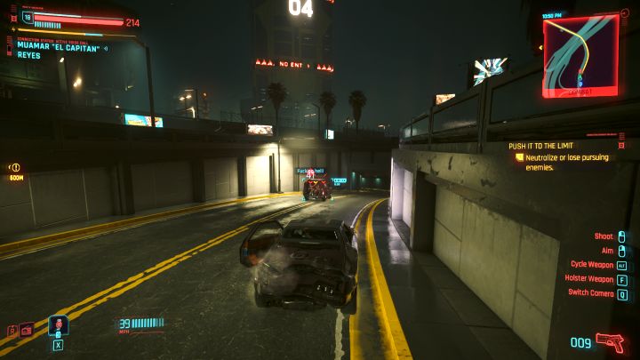 If the pursuit appeared even before leaving Dogtown, don't get close to the gate, as you'll be also attacked there - Cyberpunk Phantom Liberty: Push It to the Limit - walkthrough - Cyberpunk Phantom Liberty: Side quests - Cyberpunk 2077 Guide
