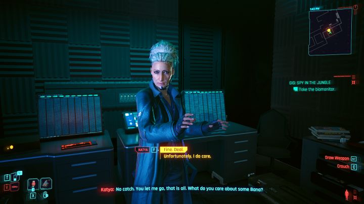 After Katya shares the information regarding the cache, you can still kill her e - Cyberpunk Phantom Liberty: Gig: Spy in the Jungle - walkthrough - Cyberpunk Phantom Liberty: Gigs - Cyberpunk 2077 Guide