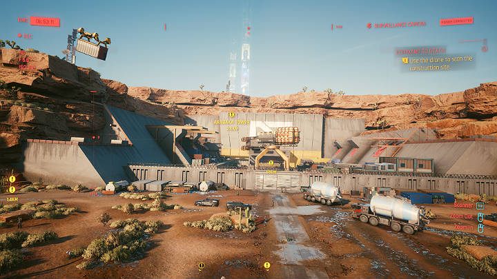 Watch the construction site and listen to the plan summary - Cyberpunk 2077: Forward to Death - walkthrough - Cyberpunk 2077: Act 3 - Cyberpunk 2077 Guide