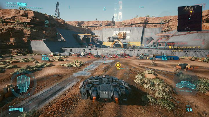 Right in front of the entrance gate, a welcoming committee is waiting for you - Cyberpunk 2077: Forward to Death - walkthrough - Cyberpunk 2077: Act 3 - Cyberpunk 2077 Guide