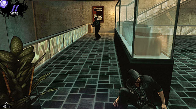 A guard when hes about to stop near the railing - Harding Museum - second medieval exhibit - Chapter 1 - DARK - Game Guide and Walkthrough