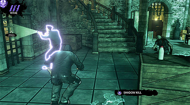 An ideal moment to take the initative is when the guard sends out the ghoul towards an exit seen in the distance and shown on screen 1 - Harding Museum - Bloomings hideout - Chapter 1 - DARK - Game Guide and Walkthrough