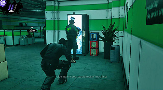 A guard standing next to a broken vending machine - Geoforge - security office - Chapter 2 - DARK - Game Guide and Walkthrough