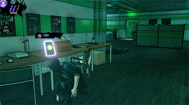 Remain in the central part of the security room and search the area located to your right - Geoforge - security office - Chapter 2 - DARK - Game Guide and Walkthrough