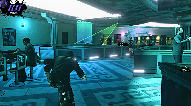 Use the stairs to get to the second floor and start moving towards the trashcan youll use to hide the second bomb - Atlantis - main area (before releasing the gas) - Chapter 3 - DARK - Game Guide and Walkthrough