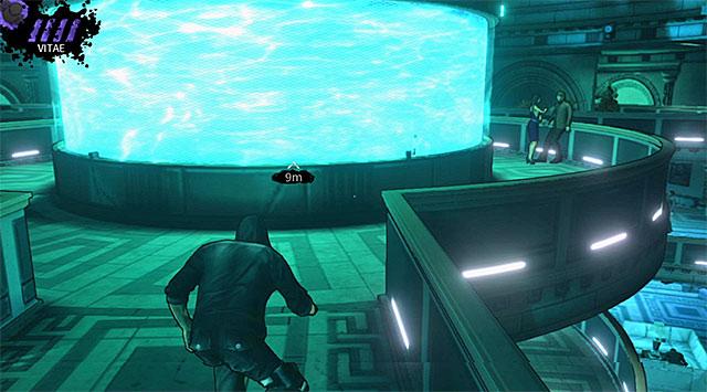 If youve chosen the stairs recommended in this guide then after youve arrived at the top floor youll find yourself close to the oval structure seen on the screen - Atlantis - main area (before releasing the gas) - Chapter 3 - DARK - Game Guide and Walkthrough