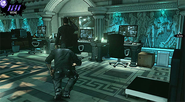 A guard standing in the middle of the security room - Atlantis - security office - Chapter 3 - DARK - Game Guide and Walkthrough