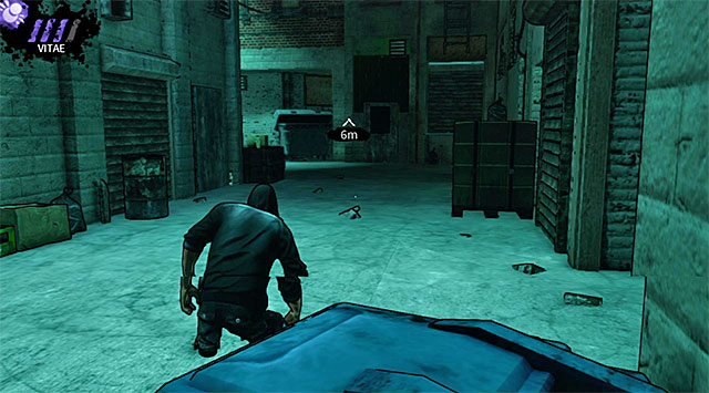 The exit from the first courtyard is displayed on the screen above and you can head over there the first chance you get (after performing two successful teleportations) or after securing the entire location - The Hole - first courtyard - Chapter 4 - DARK - Game Guide and Walkthrough