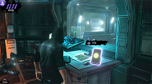 The biggest advantage of getting rid of the person mentioned above is that you can now explore the control room in order to locate a PDA (200 experience points) displayed on the screen above - M17 Base - headquarters - Chapter 6 - DARK - Game Guide and Walkthrough