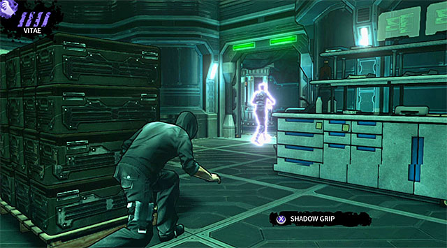 A standard guard moving between the main area and a side corridor - M17 Base - headquarters - Chapter 6 - DARK - Game Guide and Walkthrough