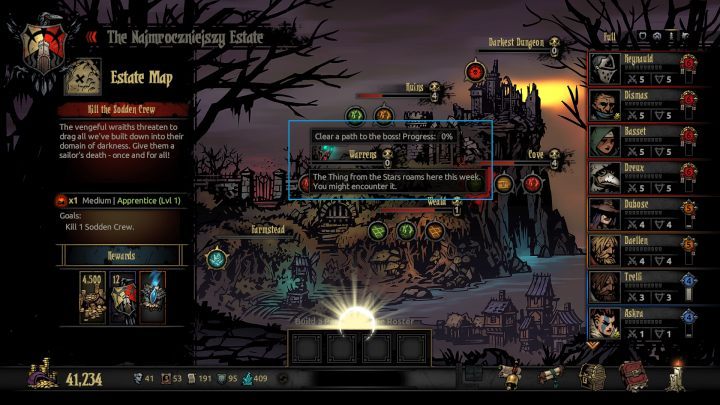 Whether you can meet the boss can be checked on the world map - next to the name of the location should appear ahead of a monster. - Darkest Dungeon The Color of Madness: How to beat Thing from the Stars? - Darkest Dungeon: Bosses - Darkest Dungeon Game Guide & Walkthrough