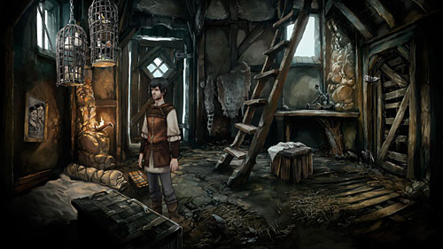 There are copper oak leaves badges lying on the bed - Crows! - The Dark Eye - Chains of Satinav - Game Guide and Walkthrough