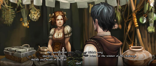 Youre again on the market, where sweet Hilda listens to music coming from a violin - Crows! - The Dark Eye - Chains of Satinav - Game Guide and Walkthrough