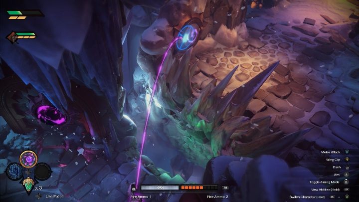 Throw the next Bomb at the spot beyond the abyss - How to use a Void Bomb Chapter 4 in Darksiders Genesis? - Puzzles - Darksiders Genesis Guide