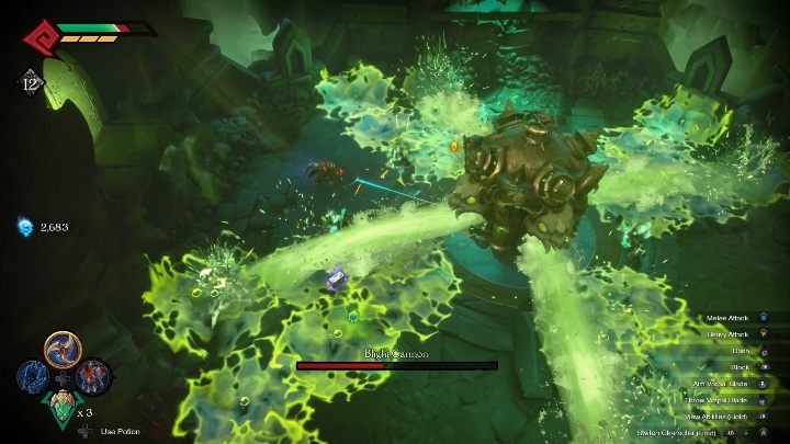 During the battle, the enemy spits out countless harmful substances - Blight Cannon - chapter 8 | Boss in Darksiders Genesis - Bosses and mini-bosses - Darksiders Genesis Guide