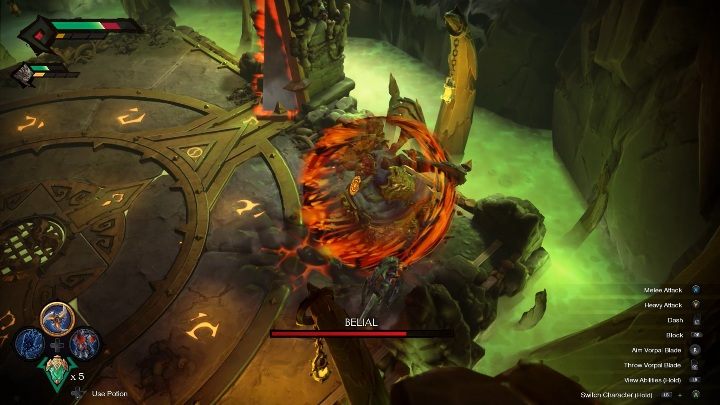 At some points, Belial will activate a shield that blocks attacks - Belial - chapter 9 | Boss in Darksiders Genesis - Bosses and mini-bosses - Darksiders Genesis Guide