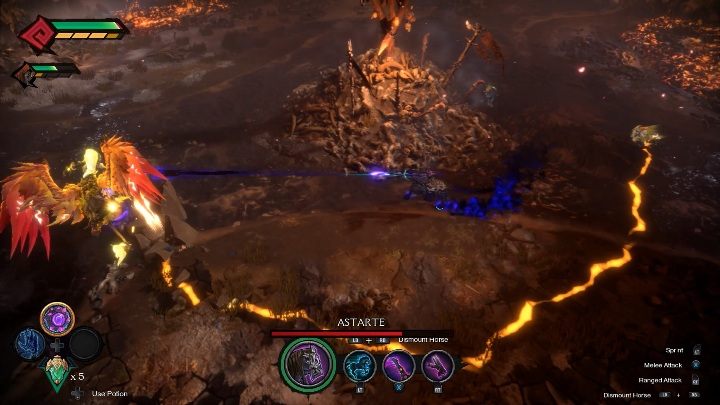 The boss appears again - he will start flying around the bonfire - Astarte - chapter 10 | Boss in Darksiders Genesis - Bosses and mini-bosses - Darksiders Genesis Guide