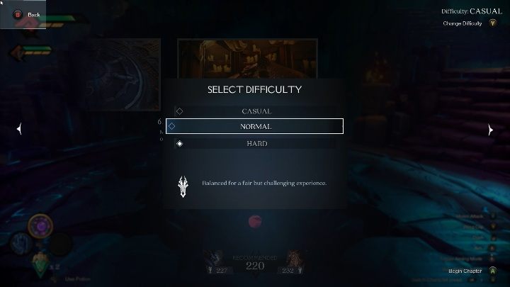 You choose the difficulty level when loading a chapter - Darksiders Genesis Guide