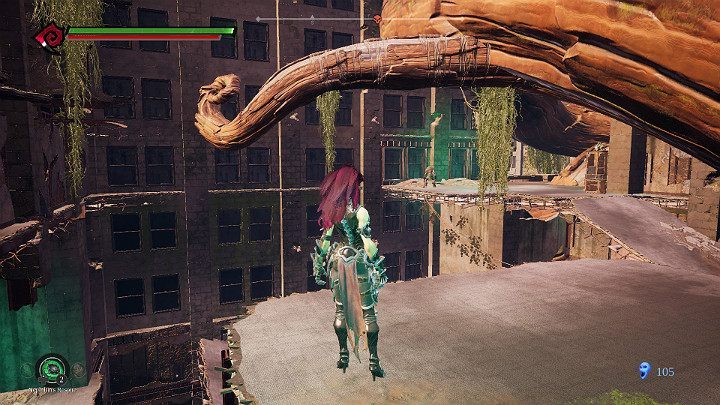 You will get to the shelf visible a bit further using a simple trick with a weapon - Haven | Darksiders 3 Walkthrough - Walkthrough - Darksiders 3 Guide