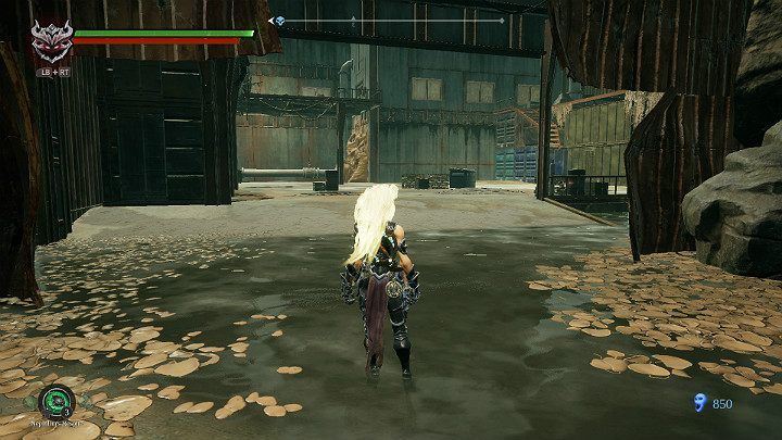 Before you enter this hangar, make sure you have restored your health points and get ready to fight - The drowned district | Darksiders 3 Walkthrough - Walkthrough - Darksiders 3 Guide