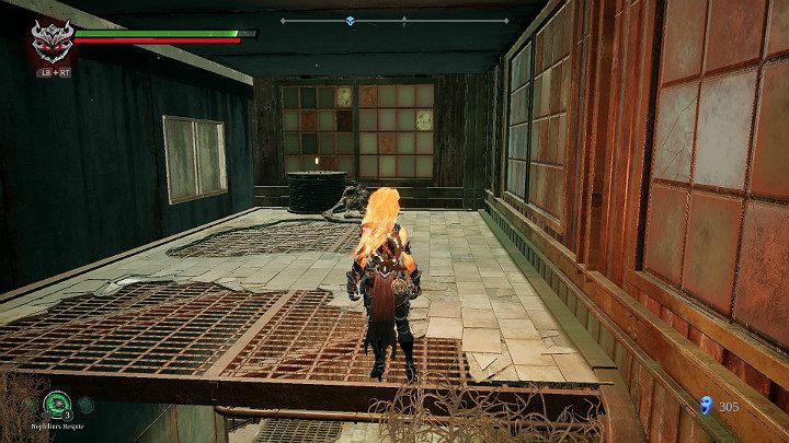 Make a double jump to get to the upper floor of the room and collect an item - The drowned district | Darksiders 3 Walkthrough - Walkthrough - Darksiders 3 Guide