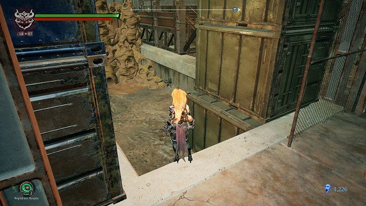 Take another beetle and throw it to the purple substance - The drowned district | Darksiders 3 Walkthrough - Walkthrough - Darksiders 3 Guide