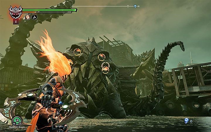 The opponents weak point are his eyes - Mangled freeway | Darksiders 3 Walkthrough - Walkthrough - Darksiders 3 Guide