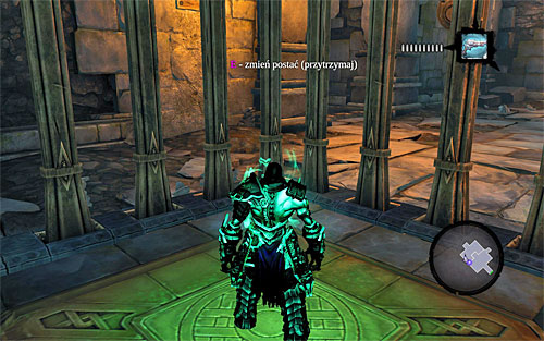 Have the first half go left and make its way up where shown on screenshot 1 - Forge Lands - Other Locations - Additional Locations - Darksiders II - Game Guide and Walkthrough