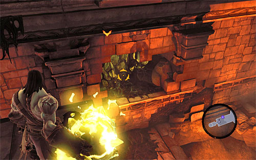 Go straight ahead, turn left and pick up a shadowbomb - Restore the Fire of the Mountain (2) - The Fire of the Mountain - Darksiders II - Game Guide and Walkthrough