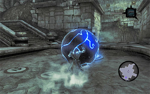 Step off the pressure plate and use the interactive edges for the last time to go back to the starting point - Restore the Tears of the Mountain (1) - The Tears of the Mountain - Darksiders II - Game Guide and Walkthrough