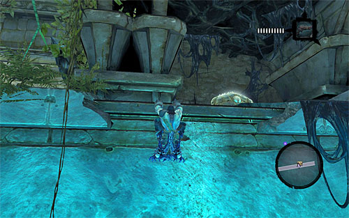 On the way, I recommend looking around for a ledge on the left side, shown on the above screen, which Death can grab onto - Restore the Tears of the Mountain (2) - The Tears of the Mountain - Darksiders II - Game Guide and Walkthrough