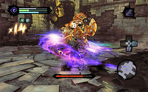 If you have not yet used the Reaper Form, you should definitely do it now, although you should not expect to deprive the boss of the entire health bar - Boss 6 - Corrupted Custodian - The Heart of the Mountain - Darksiders II - Game Guide and Walkthrough