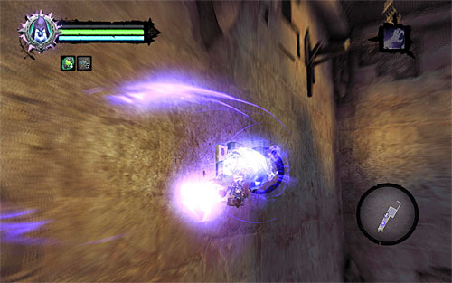 Go straight ahead and start a wall run along the left wall, and catch on the way to the interactive catch using death grip - Find the Eternal Throne (1) - The Lord of Bones - Darksiders II - Game Guide and Walkthrough