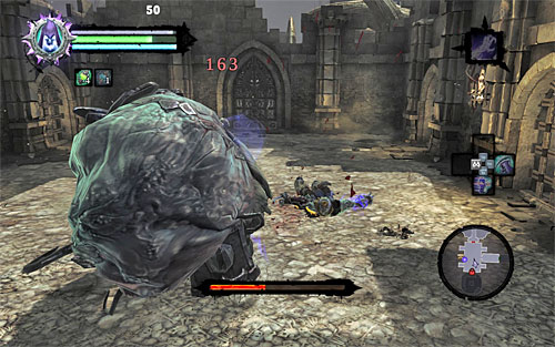 Hit the area around his right arm in which he's holding the sickle - Boss 10 - Tormentor - Judicator - Darksiders II - Game Guide and Walkthrough