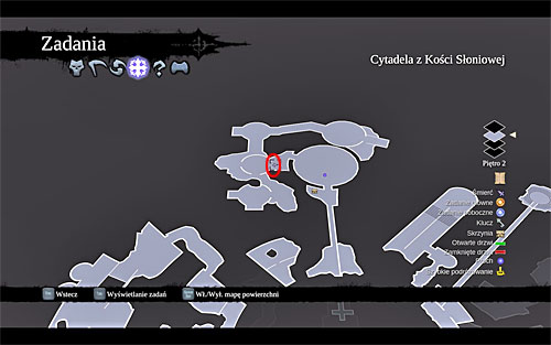 Regardless of whether you decided to go for that chest with random loot in it, or not, you need to return to the yellow sphere that was charged as the last one and destroyed the black formations - Find the Scribe - northern part of the Citadel (2) - Stains of Heresy - Darksiders II - Game Guide and Walkthrough