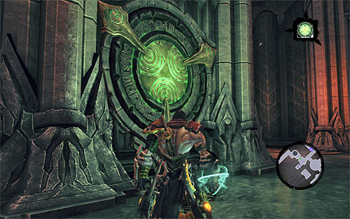 Now it's time to go back to the balcony with the switch, so grab onto the interactive handhold, and then an edge - Find Samael - eastern part of the Black Stone - The Lord of the Black Stone - Darksiders II - Game Guide and Walkthrough