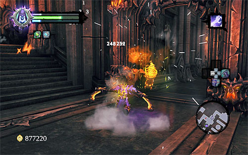 Be cautious, because as soon as you approach the door outlined in the distance, monsters will show up in the area - Find Samael - western part of the Black Stone - The Lord of the Black Stone - Darksiders II - Game Guide and Walkthrough