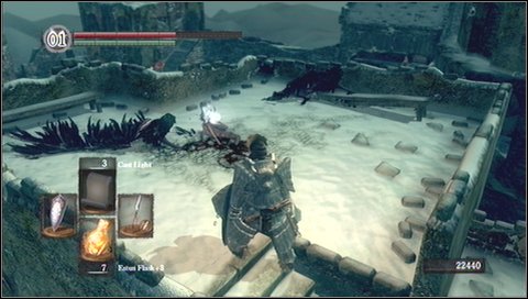 The last treasure, Velkas Rapier, can be found behind the planks next to the descend to the courtyard (where you came from) - Bonus - Painted World of Ariamis - p. 3 | Walkthrough - Walkthrough - Dark Souls Game Guide & Walkthrough