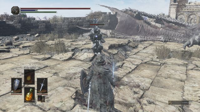As soon as the opponent reinforces his armor, wait for a moment for the new shield to crack. - Archdragon Peak - Walkthrough - Dark Souls III Game Guide & Walkthrough