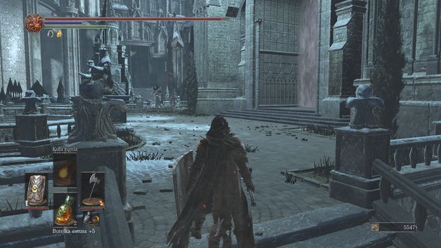The last straight before fighting the boss - before you enter the arena, first unlock the gate below, on the left. - Irithyll of the Boreal Valley - from the Church of Yorshka - Walkthrough - Dark Souls III Game Guide & Walkthrough