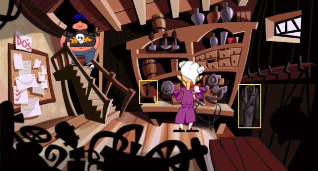 Approach the grandfather clock - Find Doctor Freds super-battery plans - Walkthrough - Day of the Tentacle: Remastered - Game Guide and Walkthrough