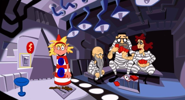 Leave the room and head downstairs - Restoring power to Lavernes capsule - Walkthrough - Day of the Tentacle: Remastered - Game Guide and Walkthrough